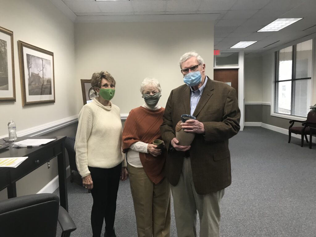 Pictured Jean Abbott, Foundation Board President and Jim and Sharon Matheny.
