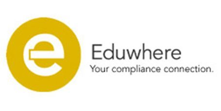 Eduwhere logo "Yellow circle with an e inside" and the words "Your compliance connection"