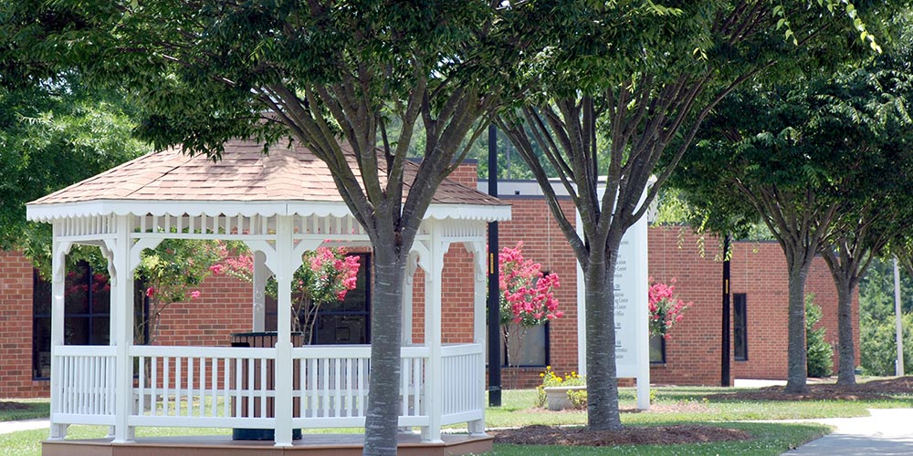 Picture of white gazebo on campus