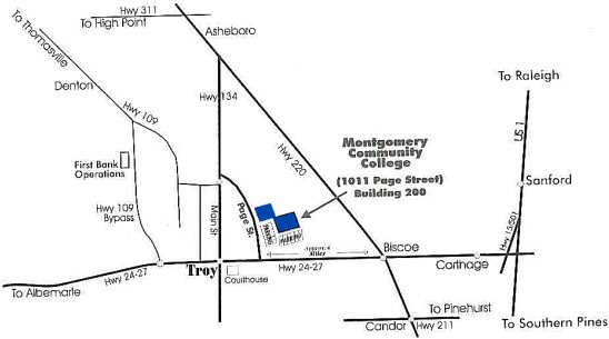 map of the City of Troy with Montgomery College shaded in blue